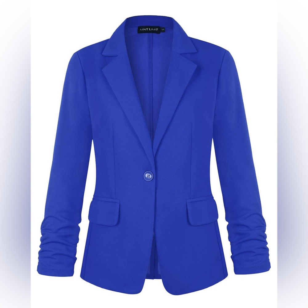 MINTLIMIT Women's 3/4 Ruched Sleeve Blazer - Size: Medium